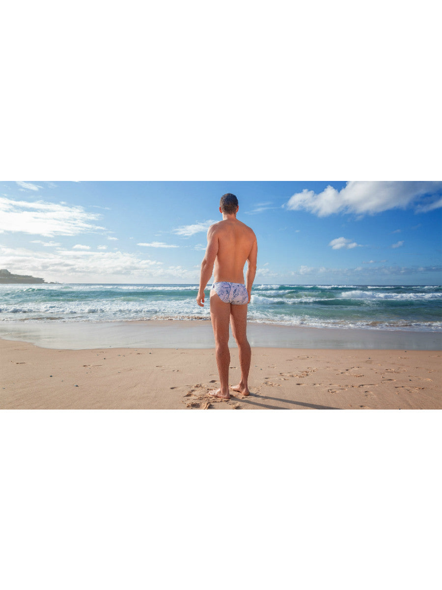 Beach Life Australia - HVNC - White Marble Swim Brief