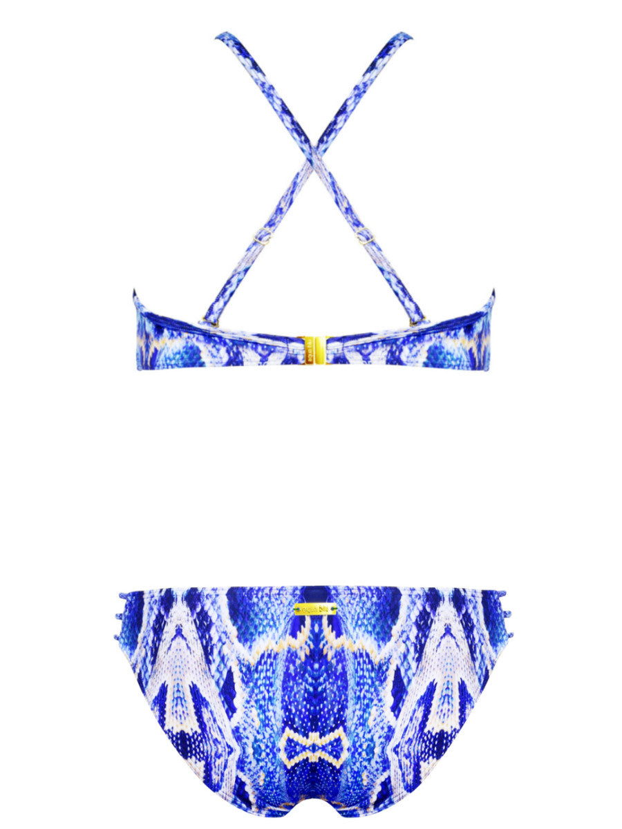 Viper High Neck Crop Top & Caged Side Brief Bikini Set