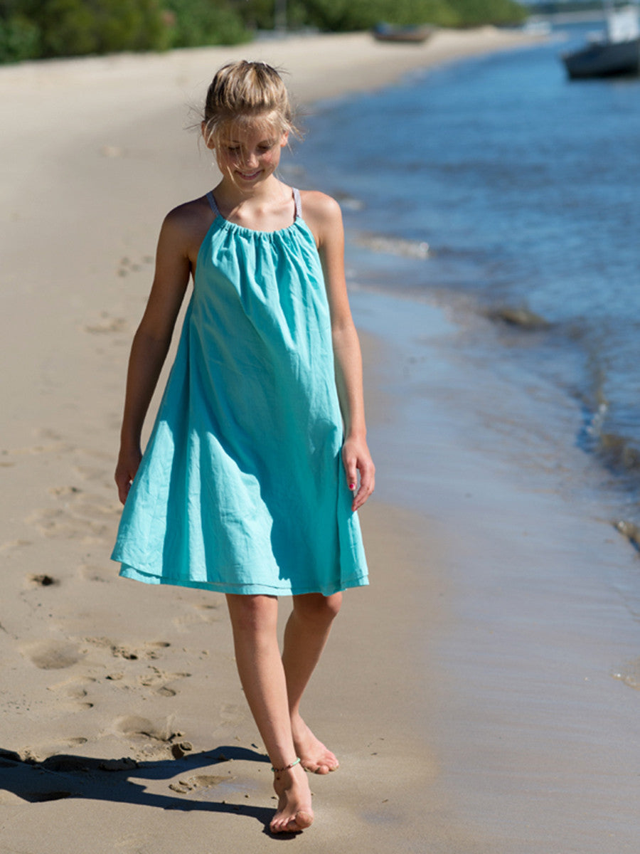 Beach Life Australia - Sandy Feet Australia - Girls Tie Beach Dress Duckegg Blue